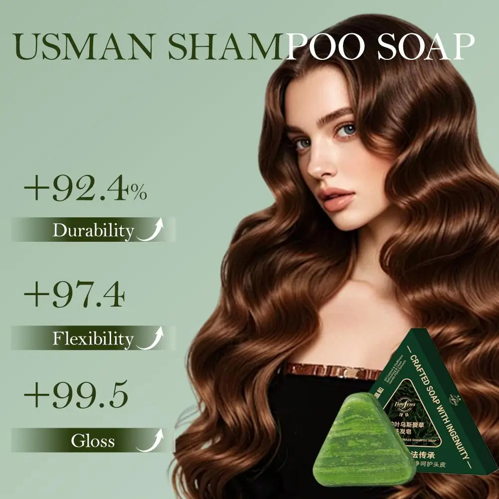 Usman Grass Shampoo Soap Cypress Leaf Polygonatum Herbal Plant Extract Refreshing Clean Oil Control & Itching 120g Peaceful Pleasures Health and Wellness