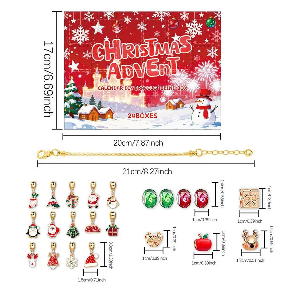 24-Day Christmas Advent Calendar Charm Bracelet Kit – Kids & Teens