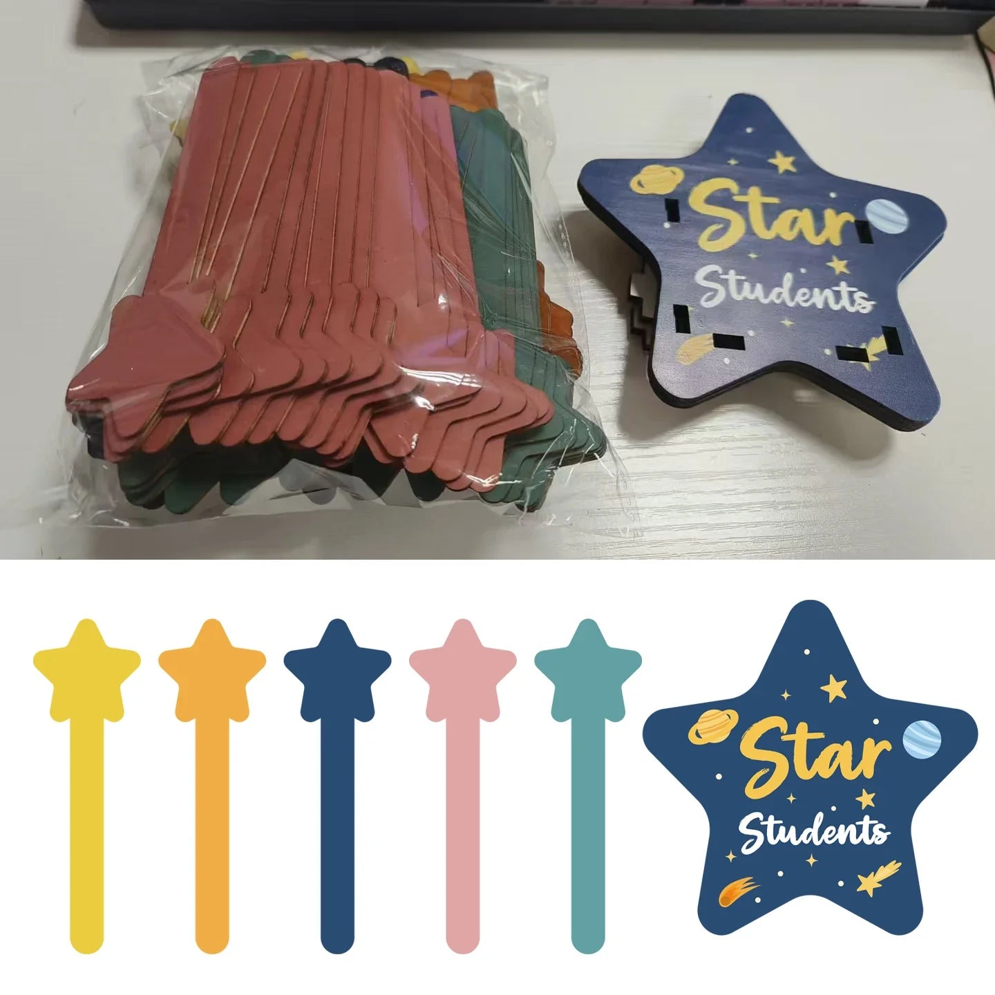 101-Piece Flip Name Sticks Set with Wooden Storage Cup