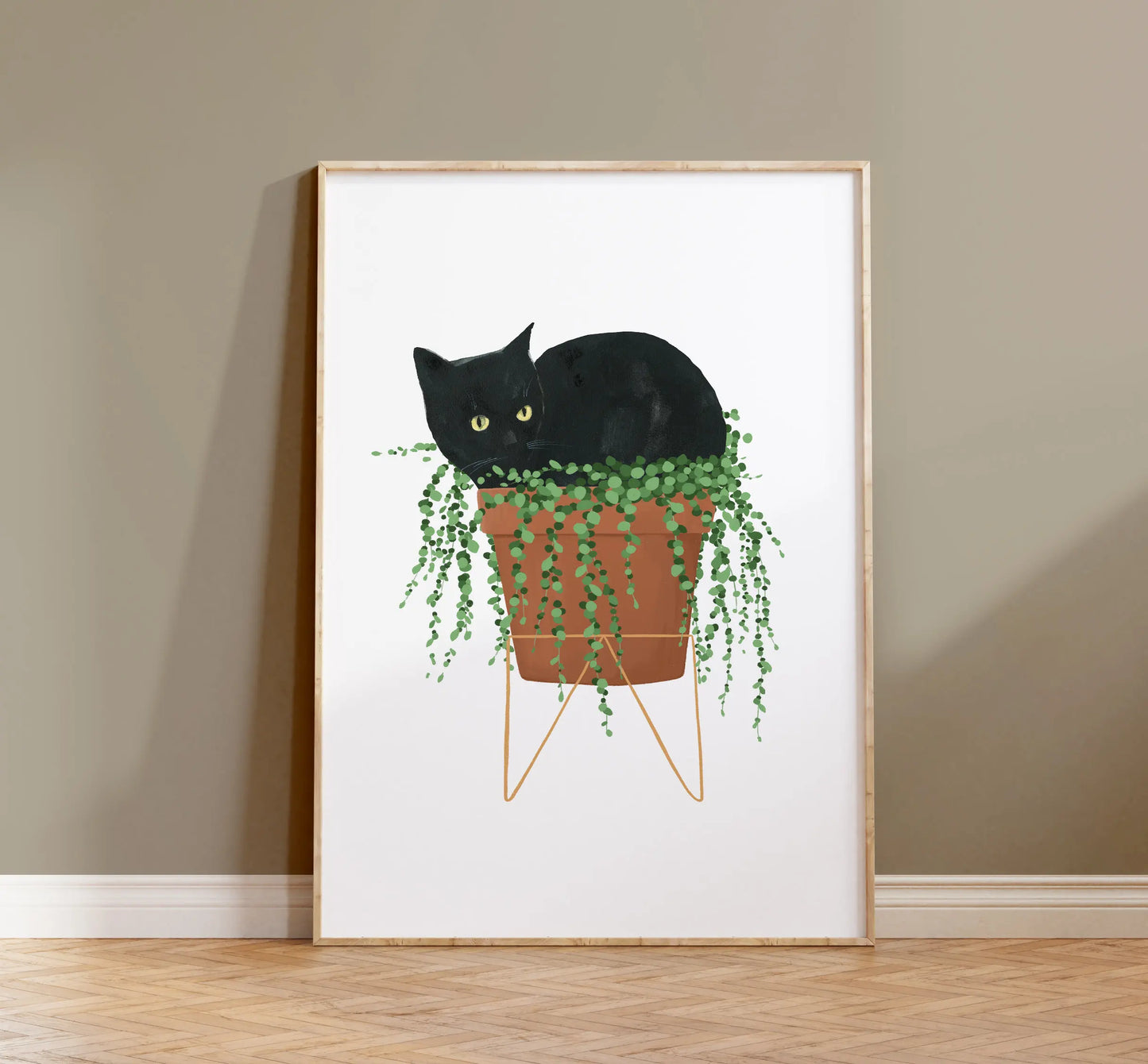 Watercolor Kittens Print Cat and Plant Poster Wall Art Leisurely Cute Kitty Canvas Painting Living Room Bedroom Home Decor Peaceful Pleasures Health and Wellness 04 50x70cm Unframed