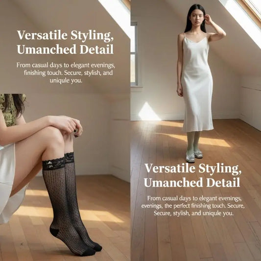 Korean Dopamine Lace Calf Socks – Nylon Stretch, 9 Colors Lace Calf Socks Oasis Select