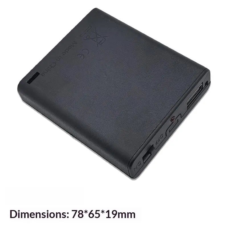 1pc AA Battery Box 4 Slots AA Battery Holder No.5 Battery Case With Power Switch And USB Female Socket Indicator Light Black Peaceful Pleasures Health and Wellness Black