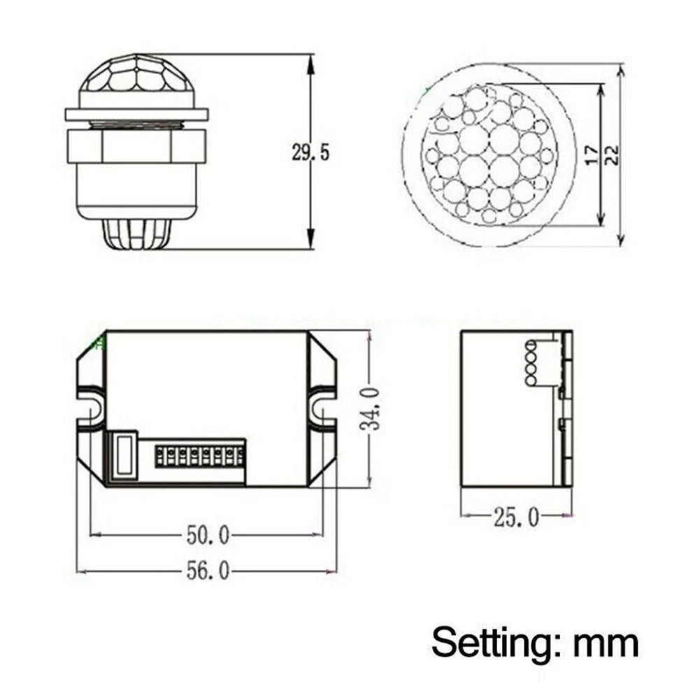 360 Mini Recessed PIR Ceiling Occupancy Motion Sensor Detector Light