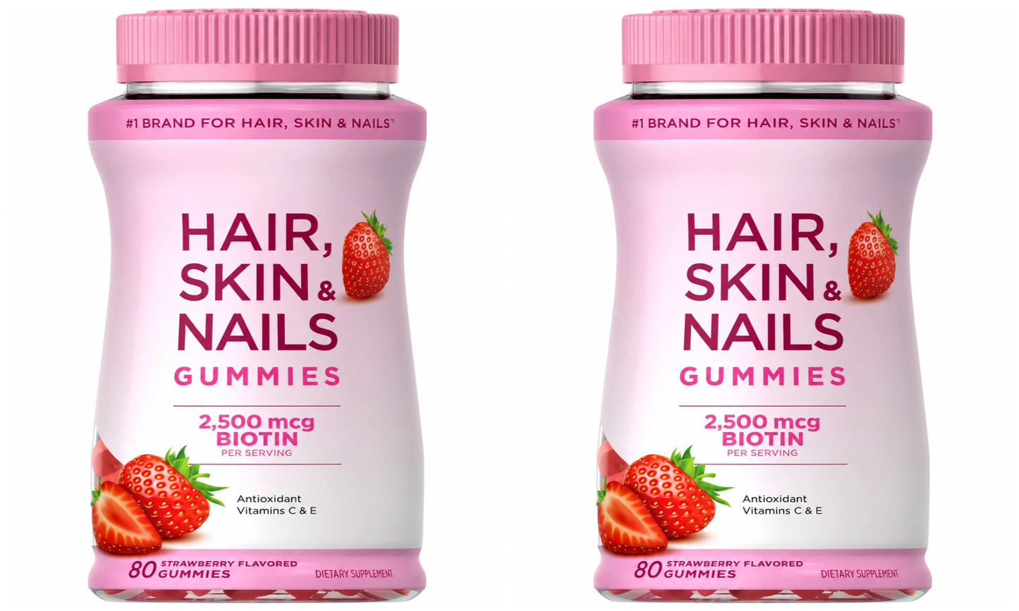 Biotin 2500mcg Hair Skin Nails Gummies – Vitamins A C E | 80ct