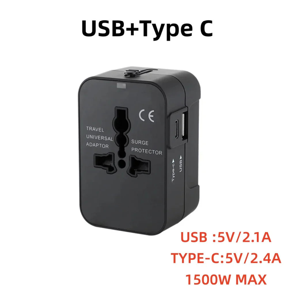 Universal Travel Adapter 150+ Countries | 2 USB & Surge Protection