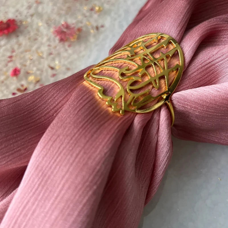 Gold Bismillah Napkin Rings Set of 4 | Islamic Eid Table Decor Decorative Napkin Rings Peaceful Pleasures Health and Wellness