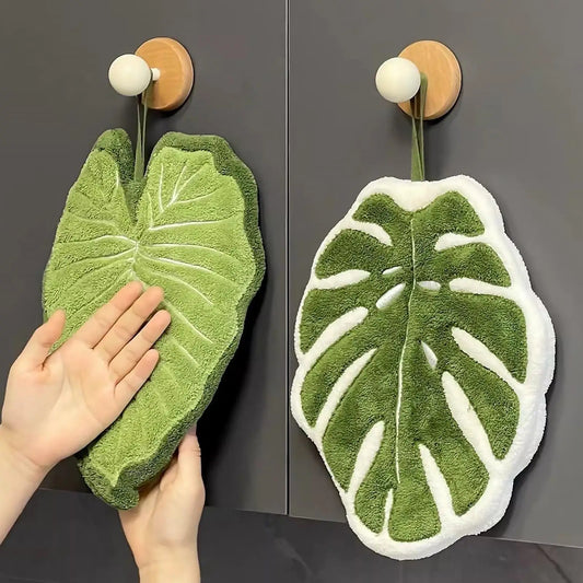 Leaf Print Absorbent Hand Towels – Kitchen & Bathroom Decorative Hand Towel Oasis Select