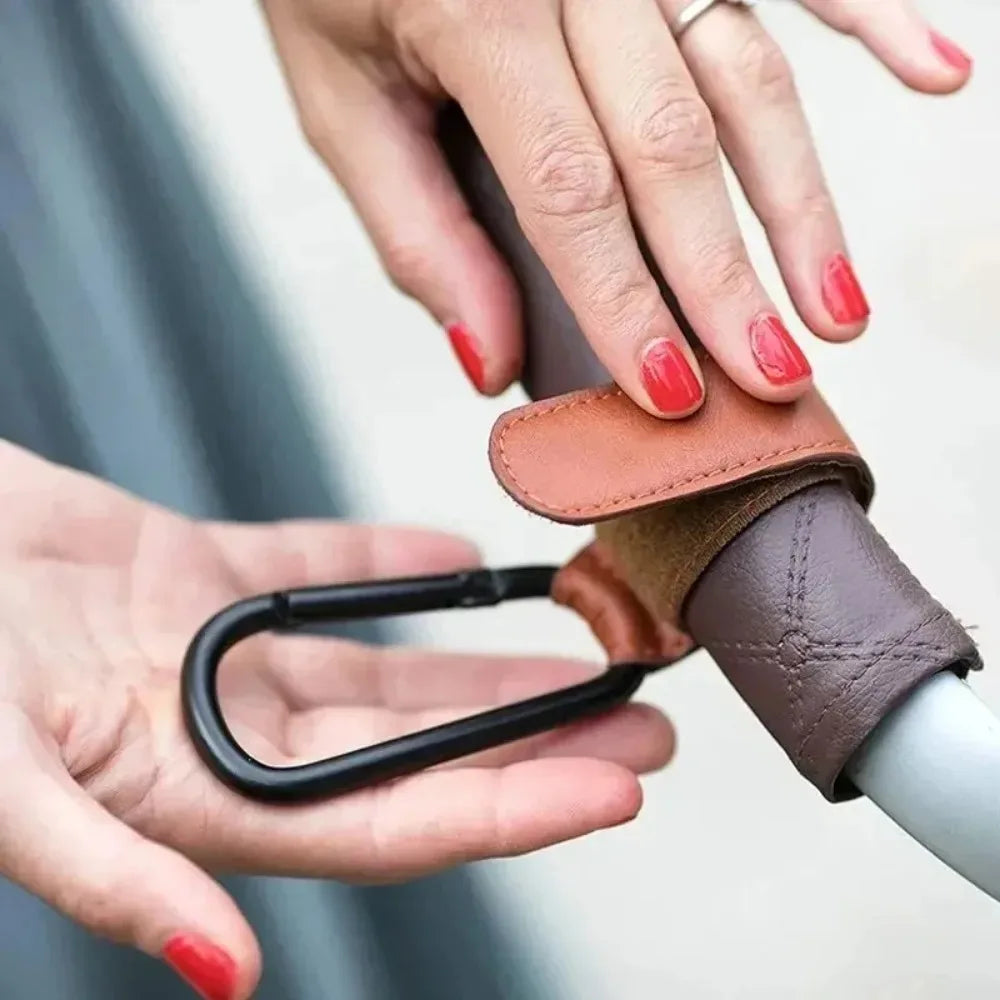 360° Rotatable PU Leather Baby Stroller Hook | Pram Organizer
