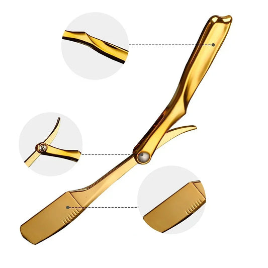 Foldable Straight Edge Safety Razor | Pro Barber Shaving Knife Straight Edge Razor Peaceful Pleasures Health and Wellness