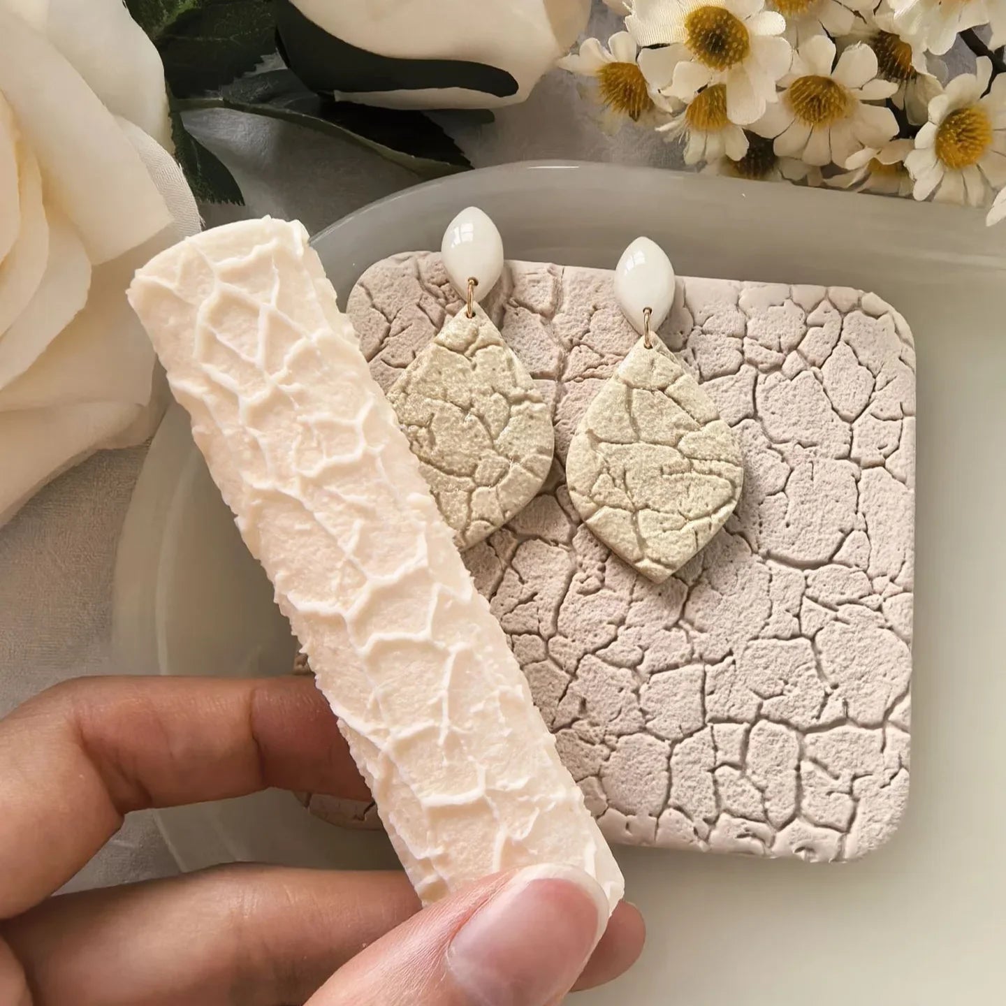 Polymer Clay Irregular Cracks Texture Roller | Pottery Stamps for Polymer Clay Earrings, Jewelry & Embossing Peaceful Pleasures Health and Wellness