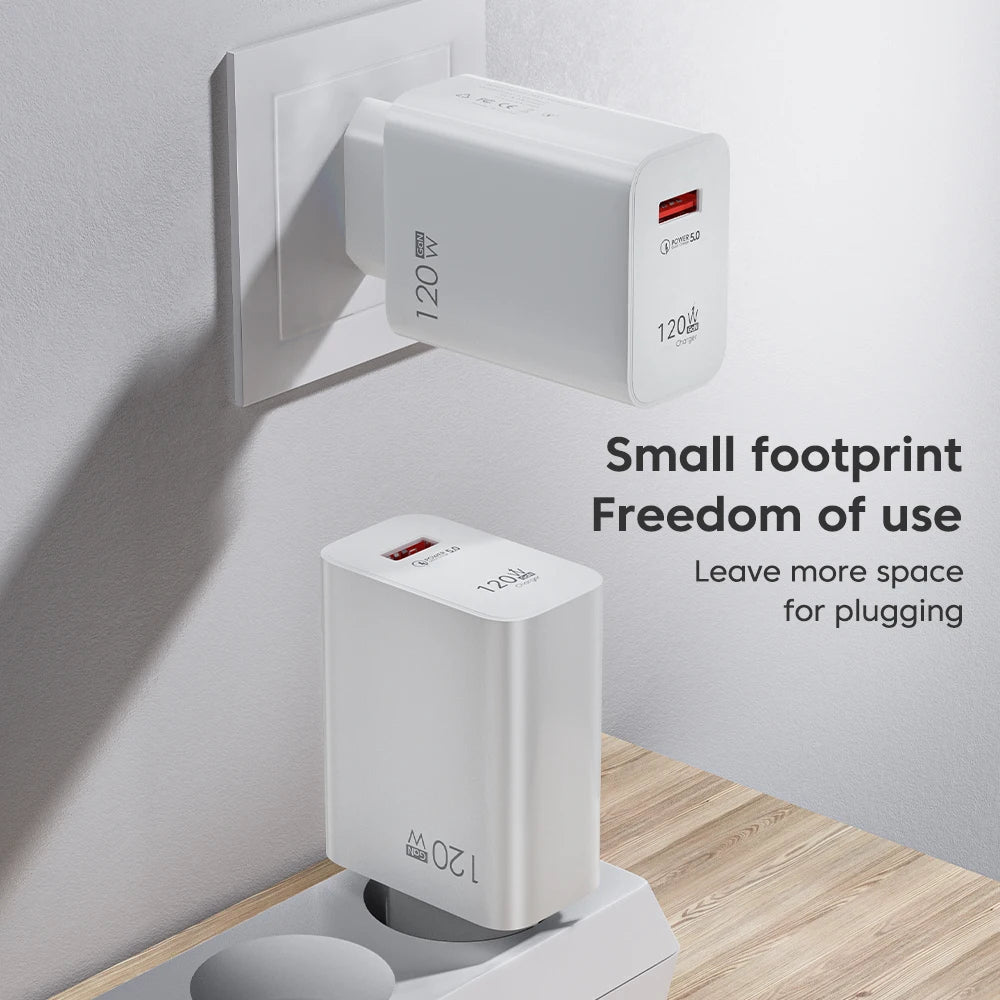 120W Fast USB Wall Charger QC3.0 + 6A Type-C Cable