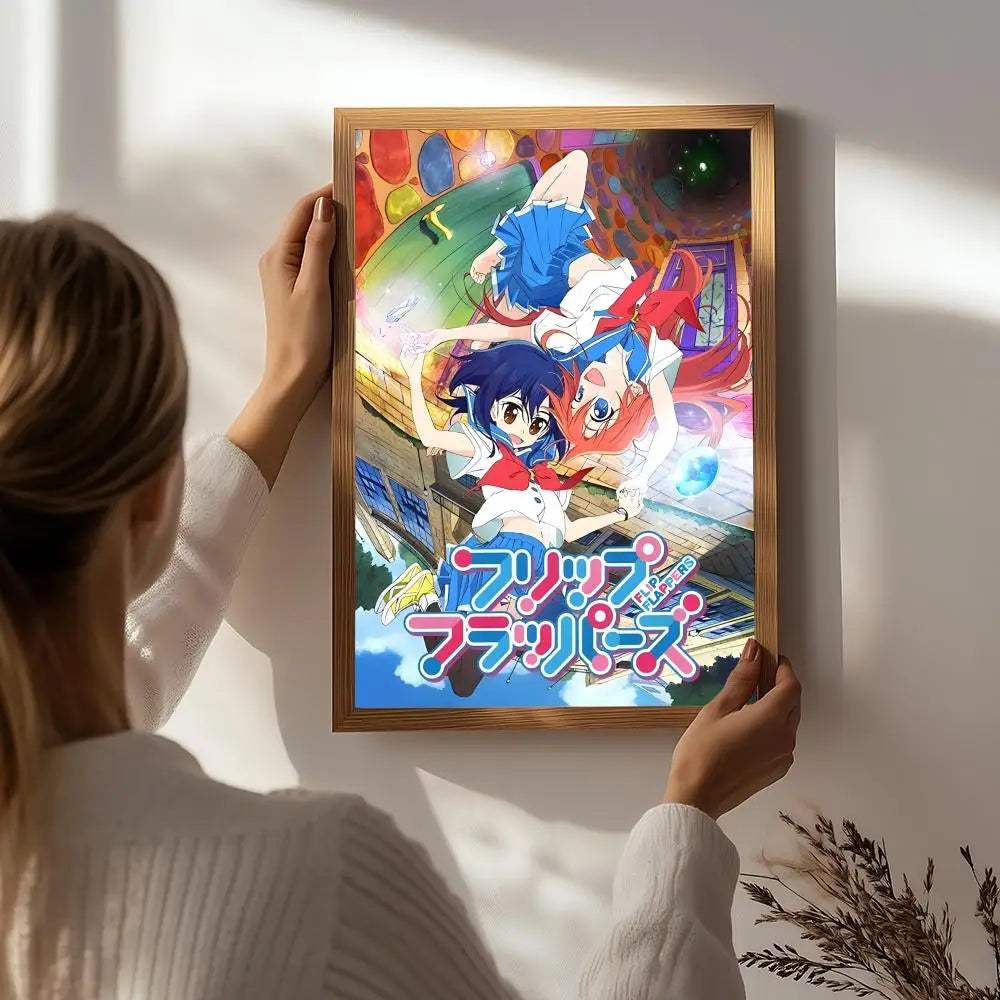 Anime F-Flip Flappers Poster HD Self Adhesive Waterproof Wall Art Ideal for Home Office Dorm Bedroom Great Gift Peaceful Pleasures Health and Wellness White7 30X40cmNoframe