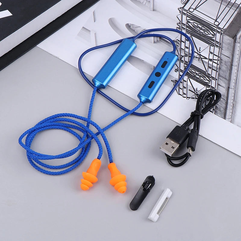 3.5mm Universal Interface Ear Plugs Bluetooth Wired Headset Wide Compatibility For Work Noise Suppression Hearing Protection Peaceful Pleasures Health and Wellness Blue
