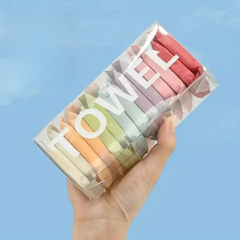 14pcs Disposable Portable Travel Towels Thickened Compressed Face Cleansing Beauty Square Washcloths for On-the-Go Hygiene Peaceful Pleasures Health and Wellness 14pcs