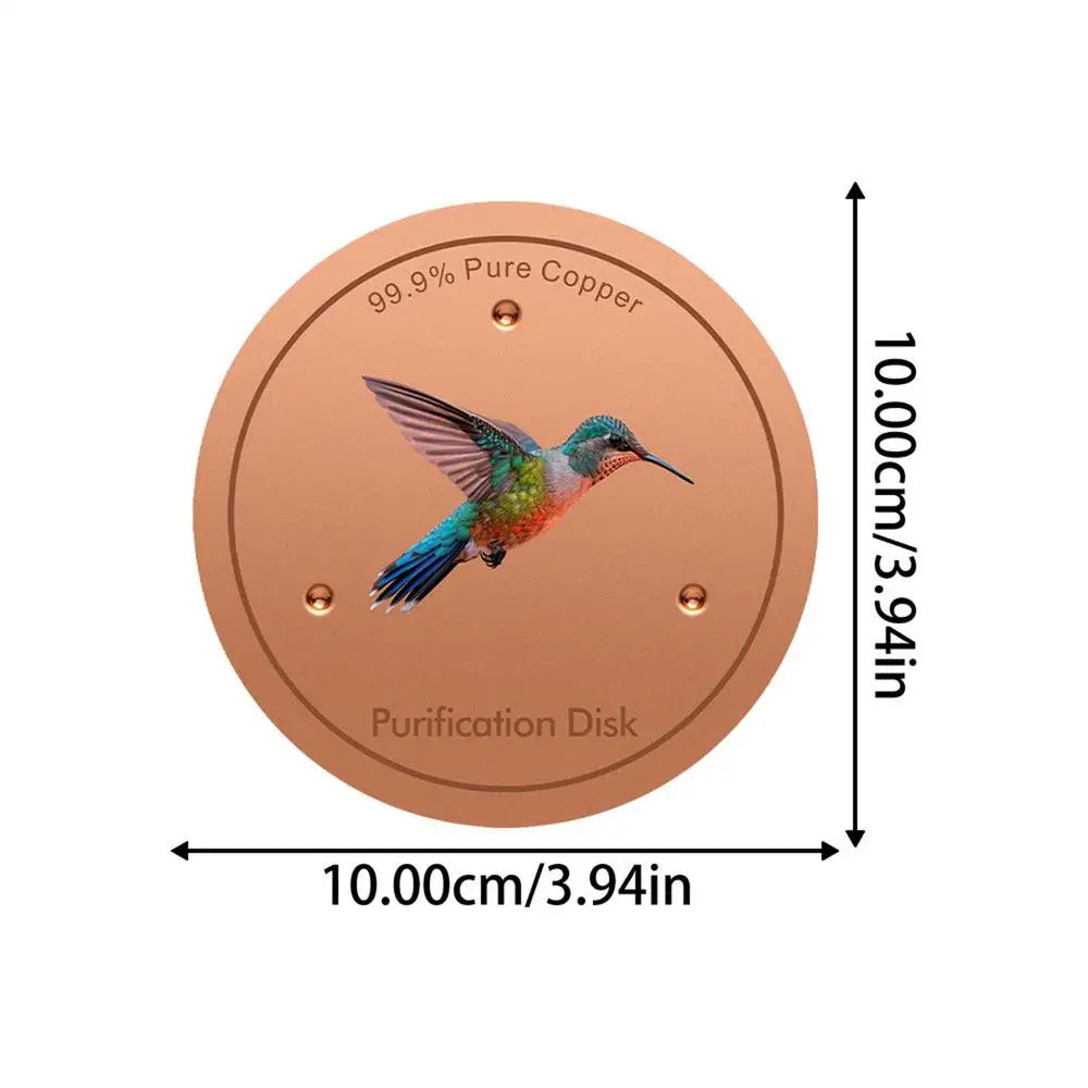 Copper Metal Bird Bath Purifier Disc | Triple-Point Support