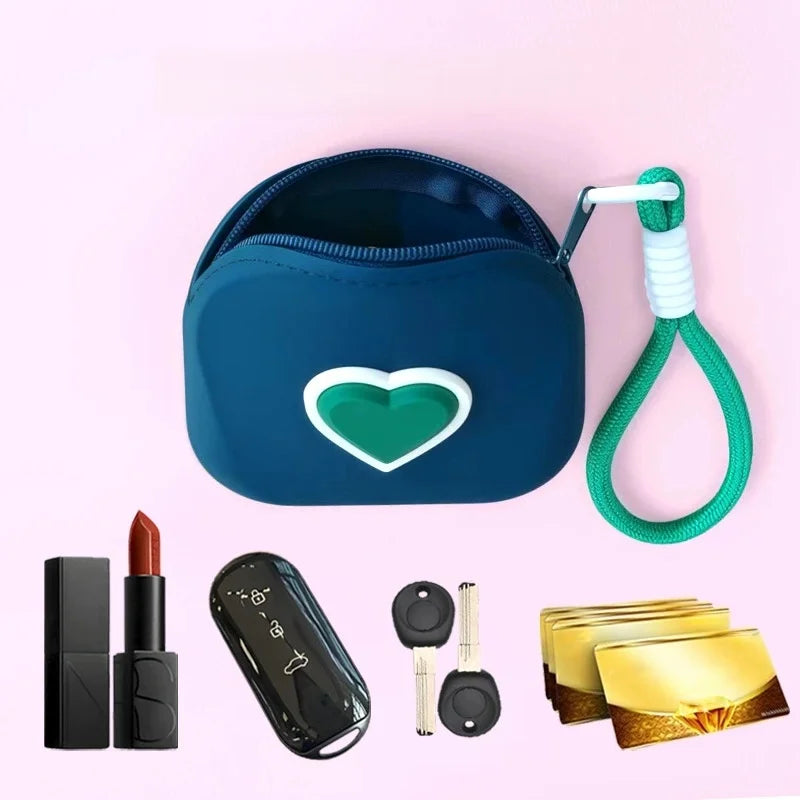 Heart Shaped Portable Silicone Makeup Bag for Women, Travel Waterproof Cosmetic Bag Gifts Zipper Closure Makeup Case with Handle Peaceful Pleasures Health and Wellness