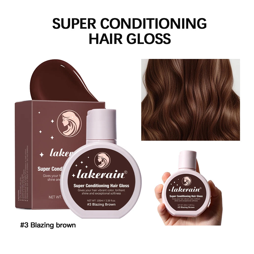 Hair Glaze Super Gloss Color Conditioning Gloss Rinse Out Semi-Permanent Hair Gloss that Enhances Color Nourish and repair Easy Peaceful Pleasures Health and Wellness 3 Blazing Brown