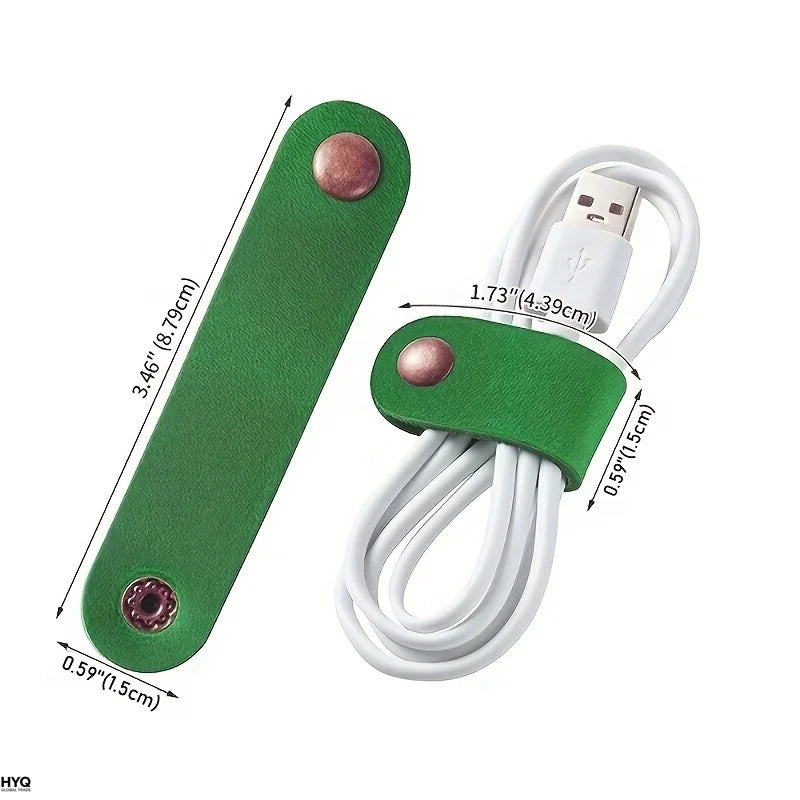 Faux Leather Data Cable Earphone Tie Without Battery
