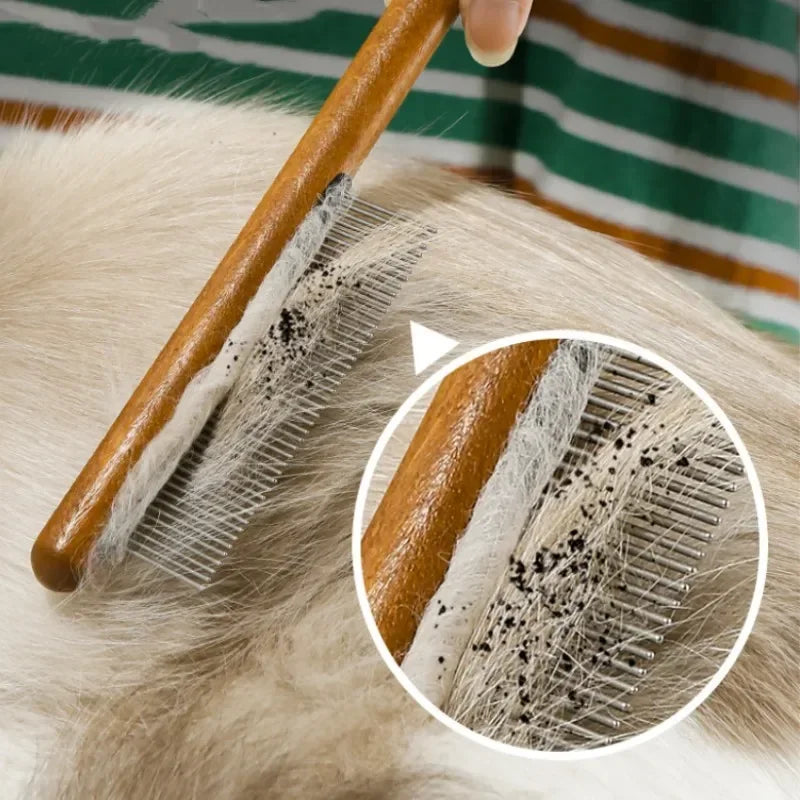 Wooden Cat Grooming Comb | Dematting & Massage Brush