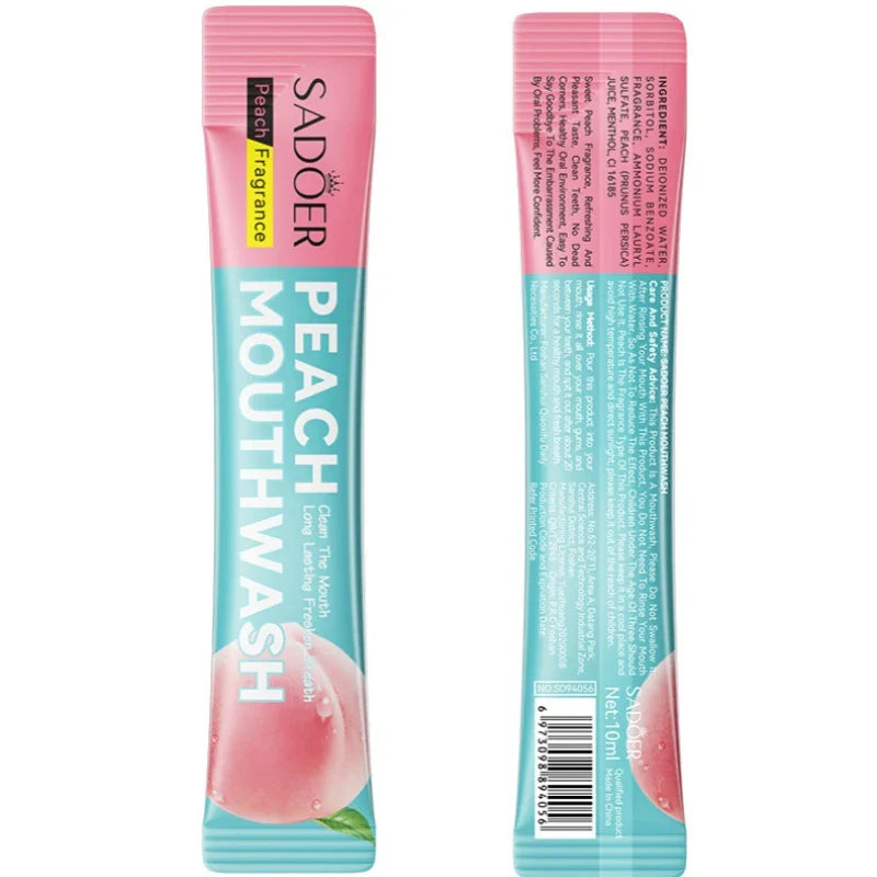 Peach Mouthwash Sticks 20-Pack – Fresh Breath Travel Rinse