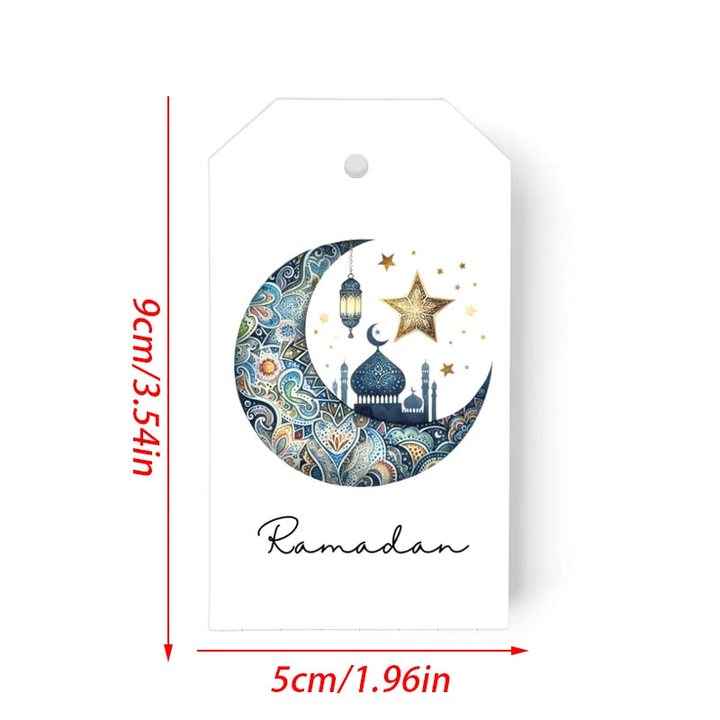 Ramadan Eid Hangtags Moon Mosque Diamond Gift Tags – 10 Pcs Celebration Gift Tags Peaceful Pleasures Health and Wellness A 10pcs 9x5cm