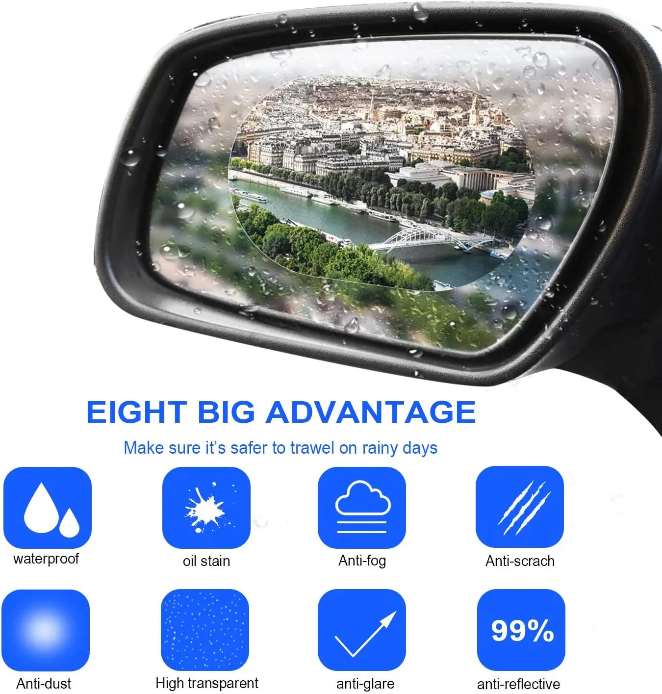 2PCS New Rainproof Film Sticker Car Rearview Mirror Protective Rain Proof Anti Fog Waterproof Sticker Window Transparent Sticker Peaceful Pleasures Health and Wellness