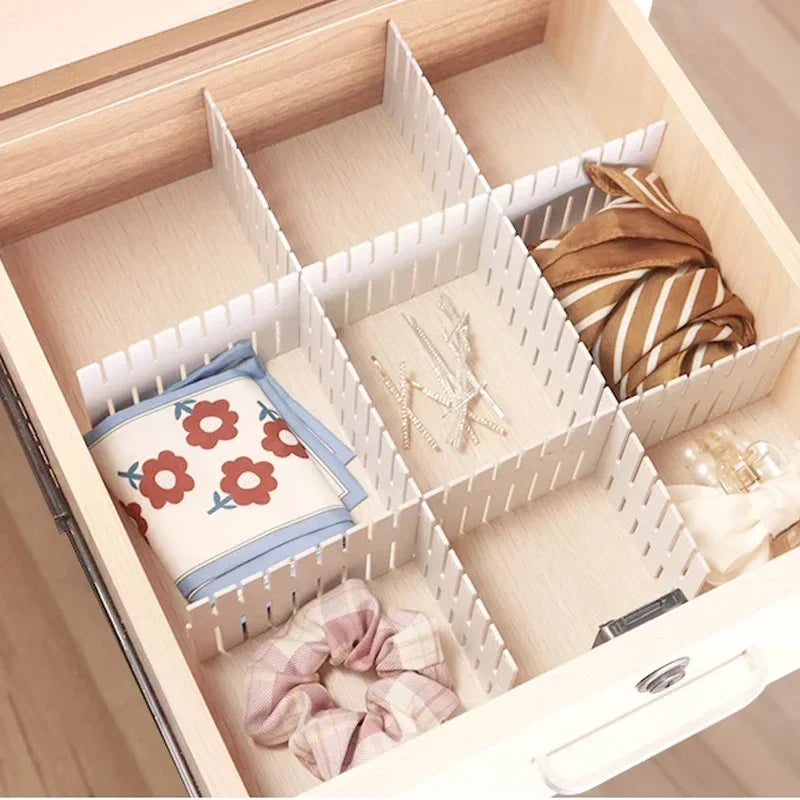 4/8 Pieces Adjustable Drawer Divider Partition Durable Storage Cosmetic Socks Underwear Drawer Clothes Organizer Cabinets Peaceful Pleasures Health and Wellness