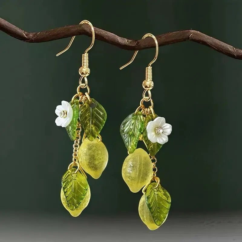 Bohemian Lemon Tassel Drop Earrings | Summer Beach Jewelry