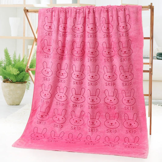 Kids Cartoon Rabbit Microfiber Bath Towel | Soft, 50×100cm Kids Bath Towel Peaceful Pleasures Health and Wellness A