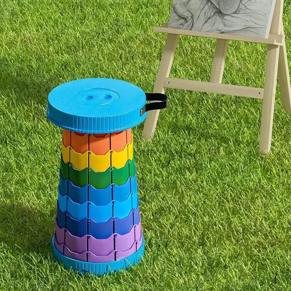 2026 Rainbow Folding Stool Adjustable Height PP Material Portable