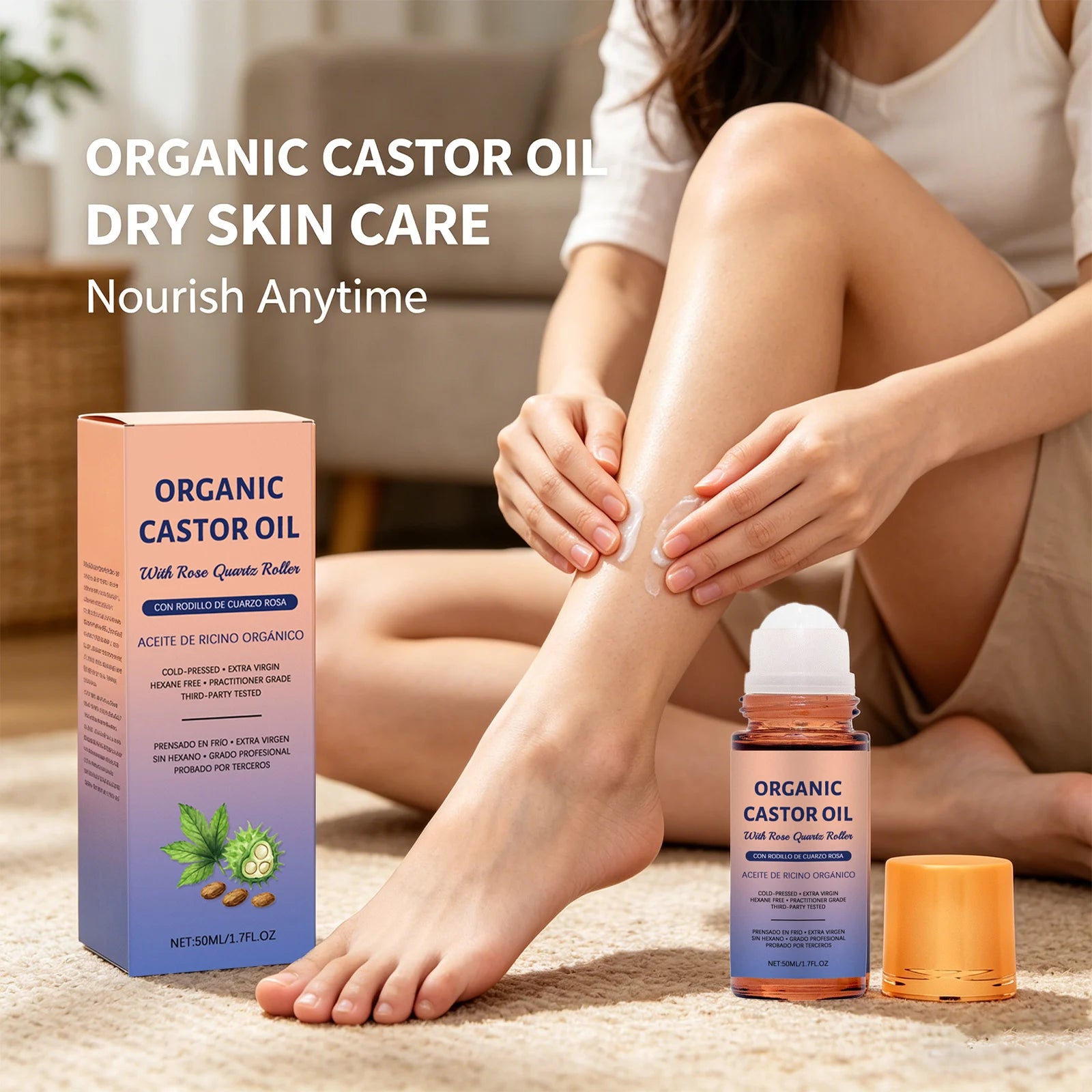 Organic Castor Oil Moisturizing Improve Skin Elasticity Relieve Dryness Discomfort Brightening Skin Tone Cold-Pressed Castor Oil Peaceful Pleasures Health and Wellness