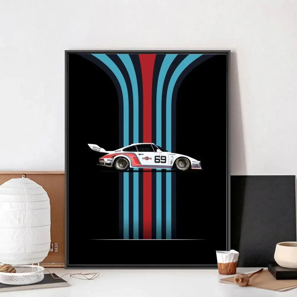 Martini Racing Retro Poster Canvas Painting Bar Retro Poster Mural Modern Home Living Room Bedroom Study Decorative Art Peaceful Pleasures Health and Wellness F 20x30cm Unframed