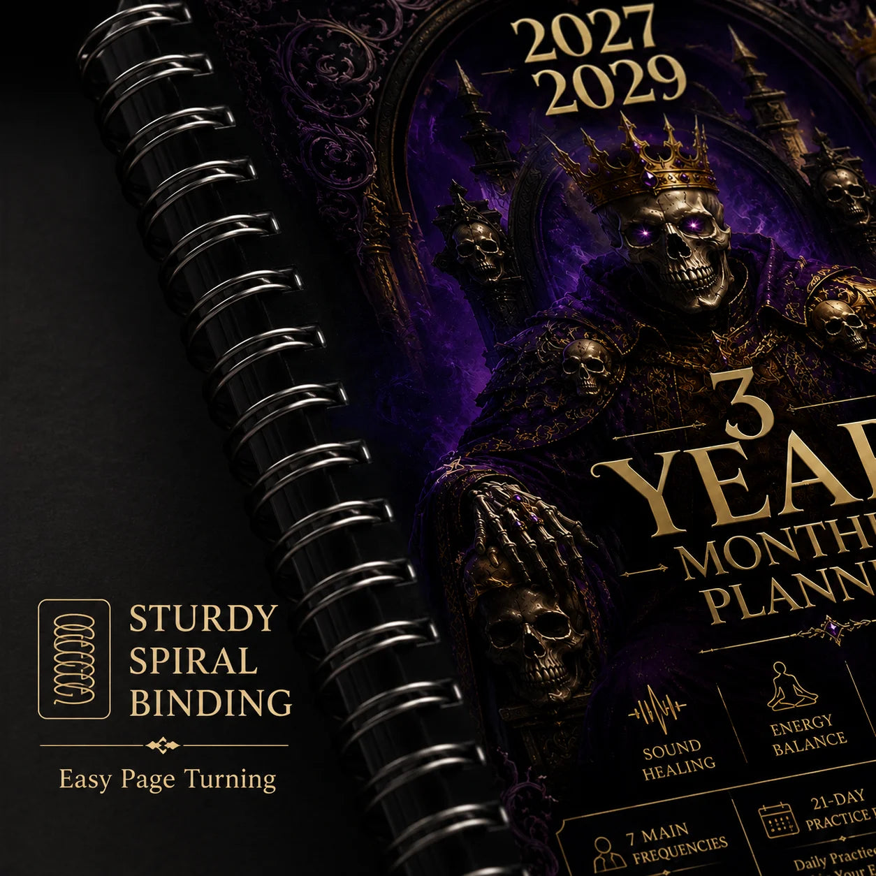 English Title Gothic Skull King 3-Year Monthly Planner 2027 2029 A5