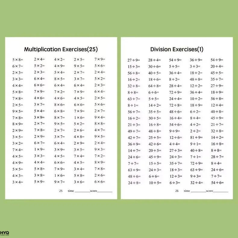 48 Pages Multiplication Division 99 Times Exercise Book Training