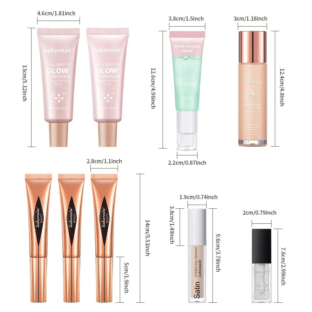 Makeup Set Beginner Kit Foundation Base Moisturizing Concealer Moisture Lip Gloss Highlighter Stick & Blush Face Makeup Sets Gif Peaceful Pleasures Health and Wellness
