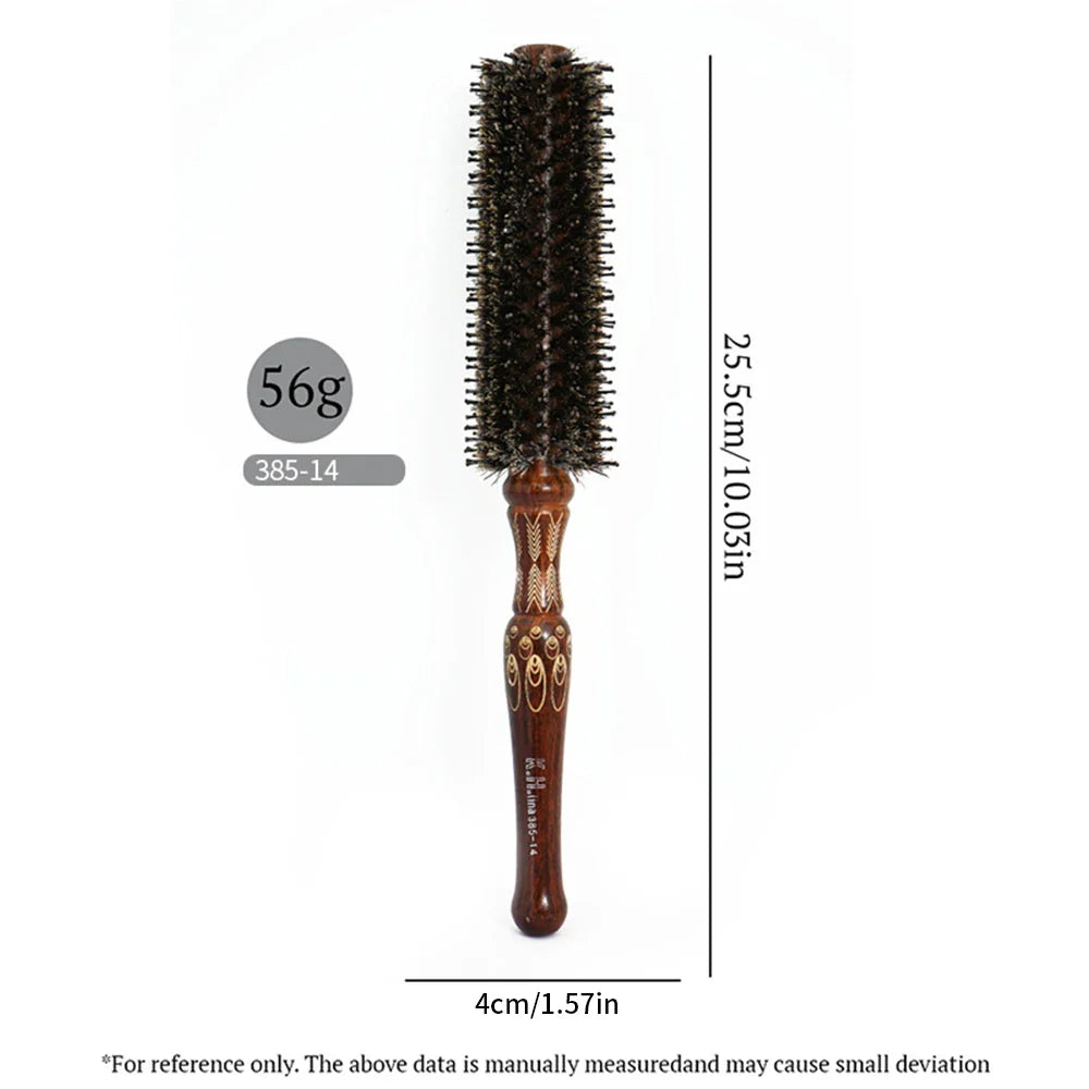 Wooden Round Hair Brush – Anti-Static Boar Bristle Styling Tool
