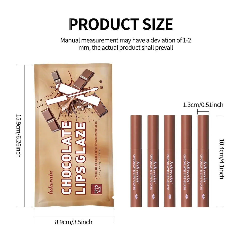 Lakerain Velvet Matte Lip Glaze Set – Waterproof, 5-Piece