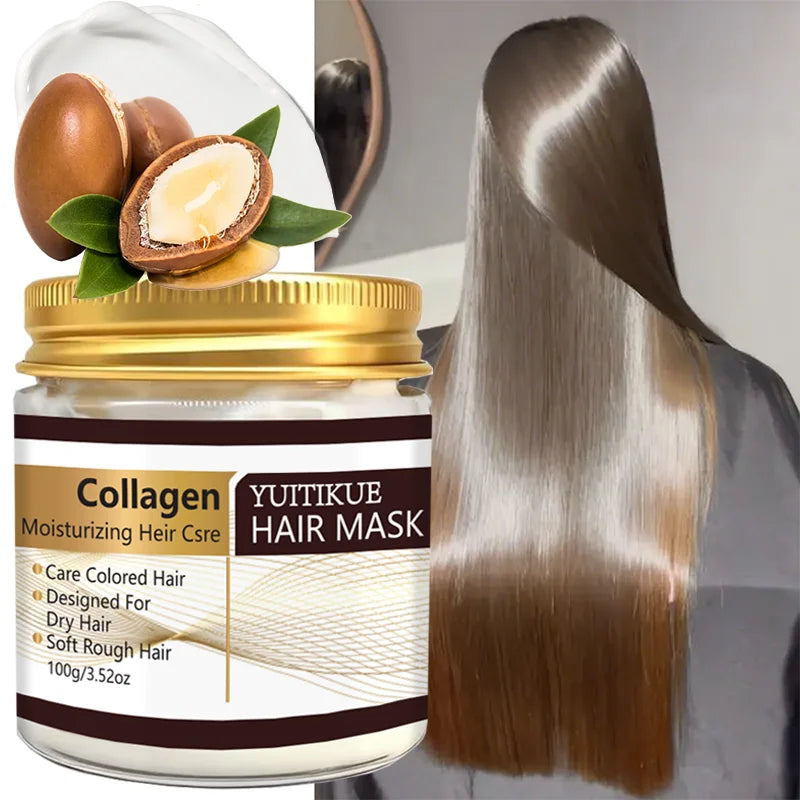 YUITIKUE Collagen Moisturizing Hair Mask | For Colored, Dry & Rough Hair | Deep Hydration & Softening Hair Repair Treatment 100g Peaceful Pleasures Health and Wellness