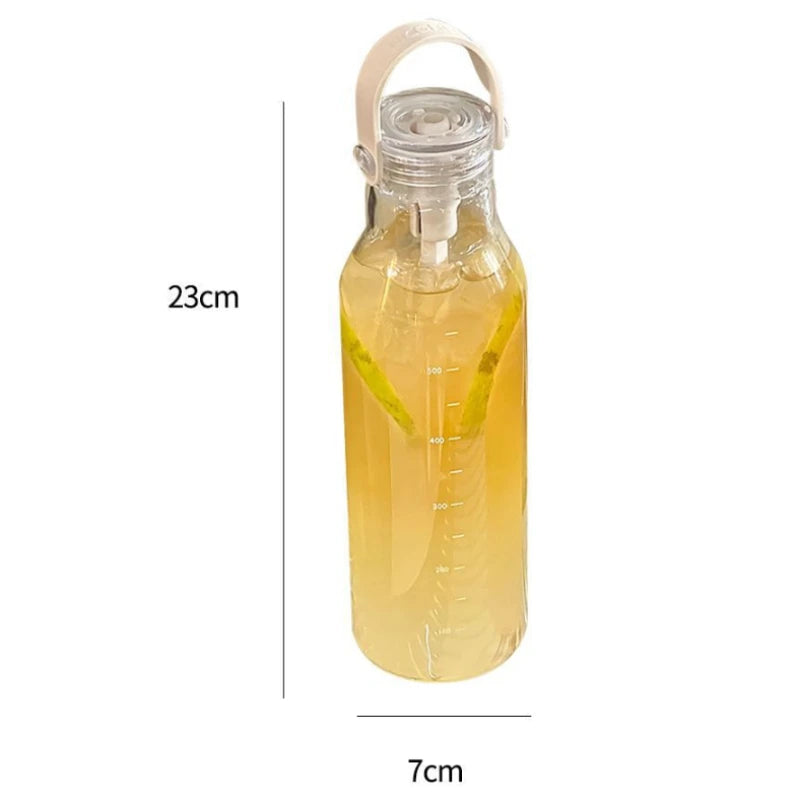 600ML Elegant Leakproof Water Bottle with Time Scale Stay Hydrated Daily Lightweight for Fitness & Outdoor Adventures Straw Cup Peaceful Pleasures Health and Wellness