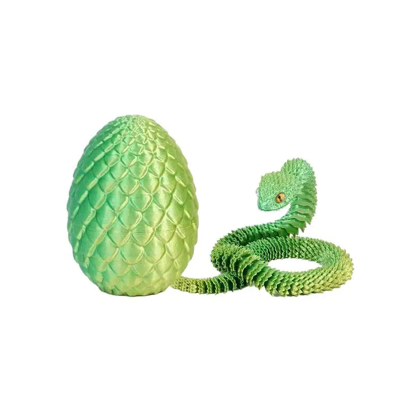 3D Printed Snake with Egg Figurine | 30cm Realistic Desk Ornament