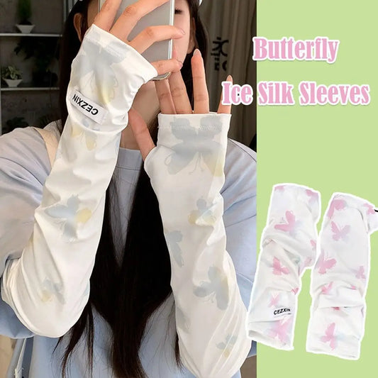 UPF 50+ Butterfly Ice Silk Arm Sleeves – UV Sun Protection UV Arm Sleeves Oasis Select