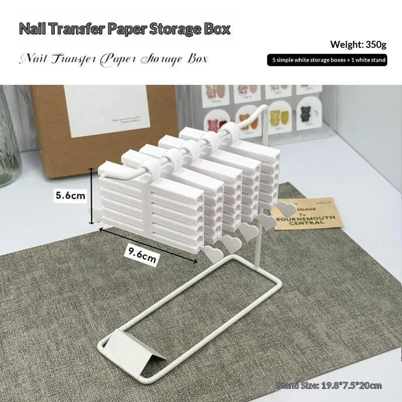 Nail Foil Storage Case Organizer Box For Transfer Paper Portable And Handy Display Stand For Salon Manicure Accessories Peaceful Pleasures Health and Wellness White