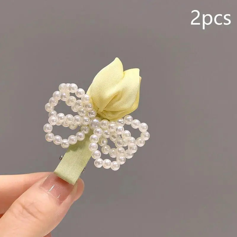 Tulip Pearl Hair Clips for Women & Girls – Set of 2