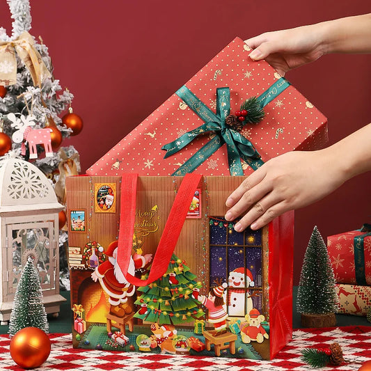 Christmas Non-Woven Gift Bag | Snowman & Xmas Tree Tote Christmas Gift Bag Oasis Select