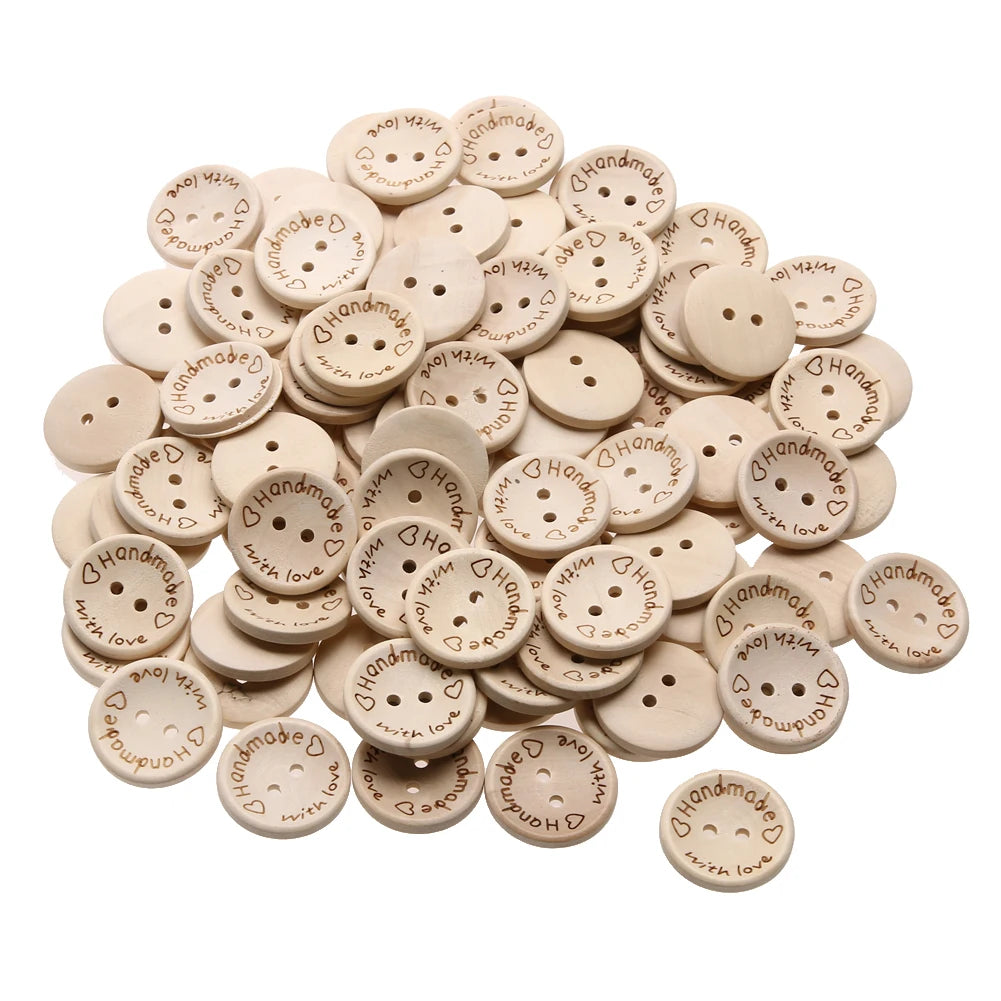 100pcs Wooden Love Buttons – DIY Craft Sewing Buttons 15/20/25mm Peaceful Pleasures Health and Wellness 2.5cm france