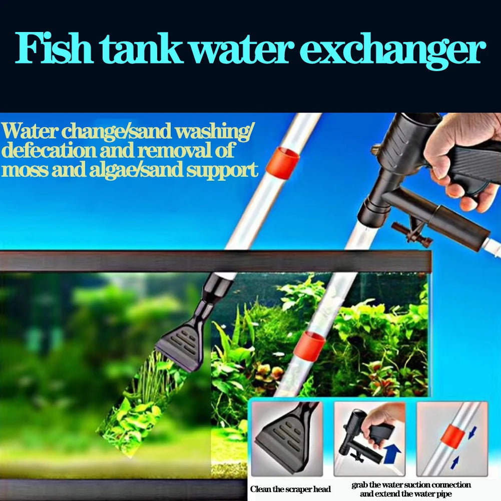 Aquarium Water Changer,6 in 1 Aquarium Vacuum Cleaner,Pneumatic Aquarium Water Changer,Multi-functional Aquarium Algae Scraper Peaceful Pleasures Health and Wellness