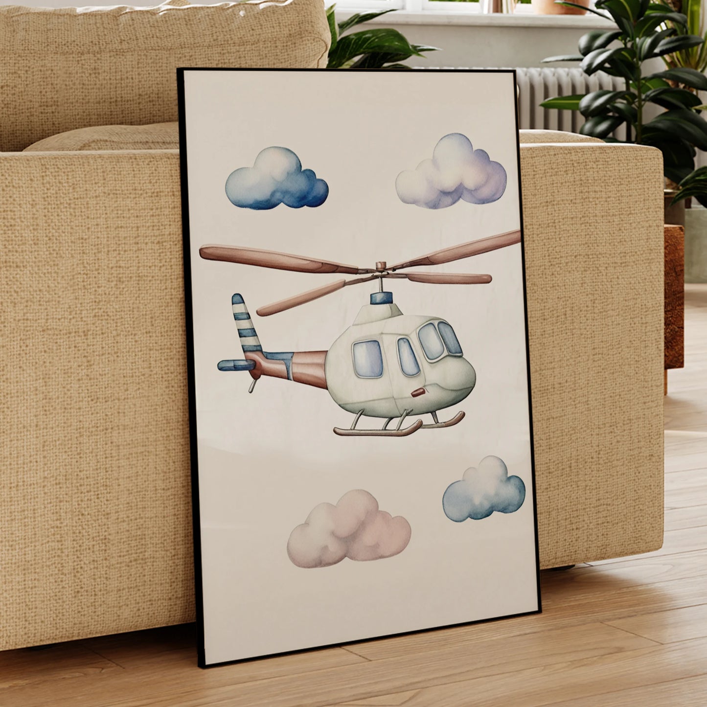 Cartoon Children Airplane Helicopter Hot Air Balloon Wall Art Prints Canvas Painting Poster Picture For Living Room Home Decor Peaceful Pleasures Health and Wellness