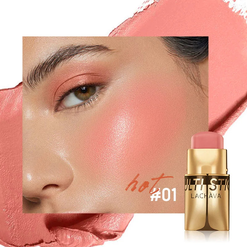 QiBest 3-in-1 Waterproof Blush Stick – Lips, Face & Eyes