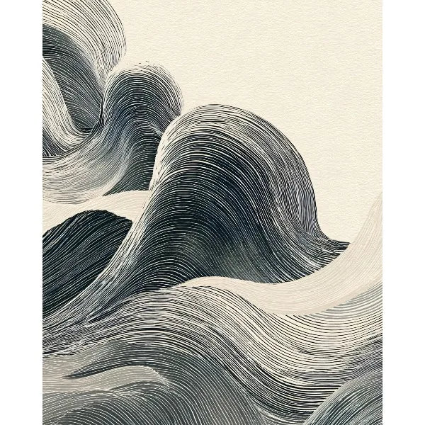 Japandi Wabi-Sabi Zen Abstract Wave Canvas Wall Art Print