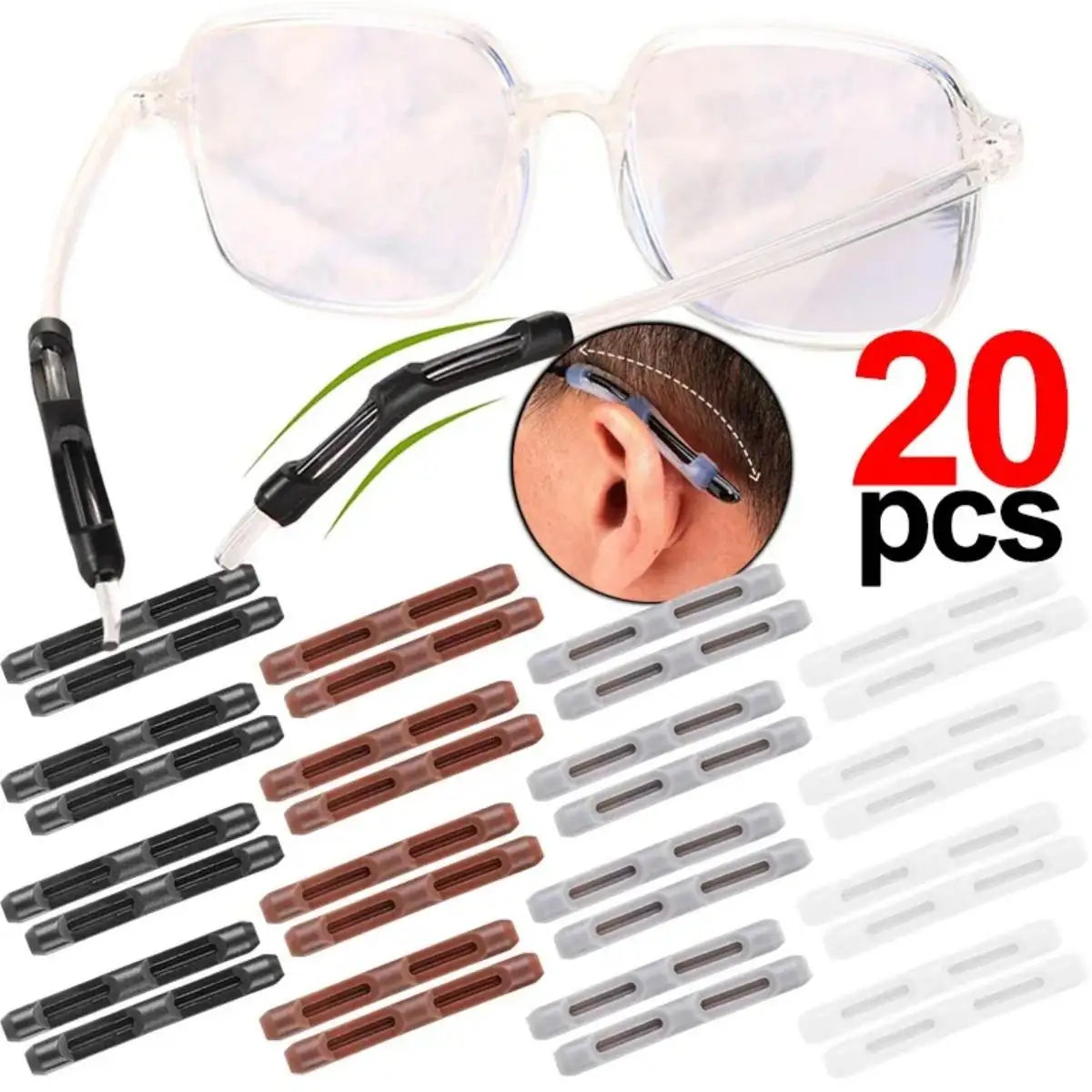 Silicone Glasses Ear Hooks Anti-Slip Grips 10/20pcs